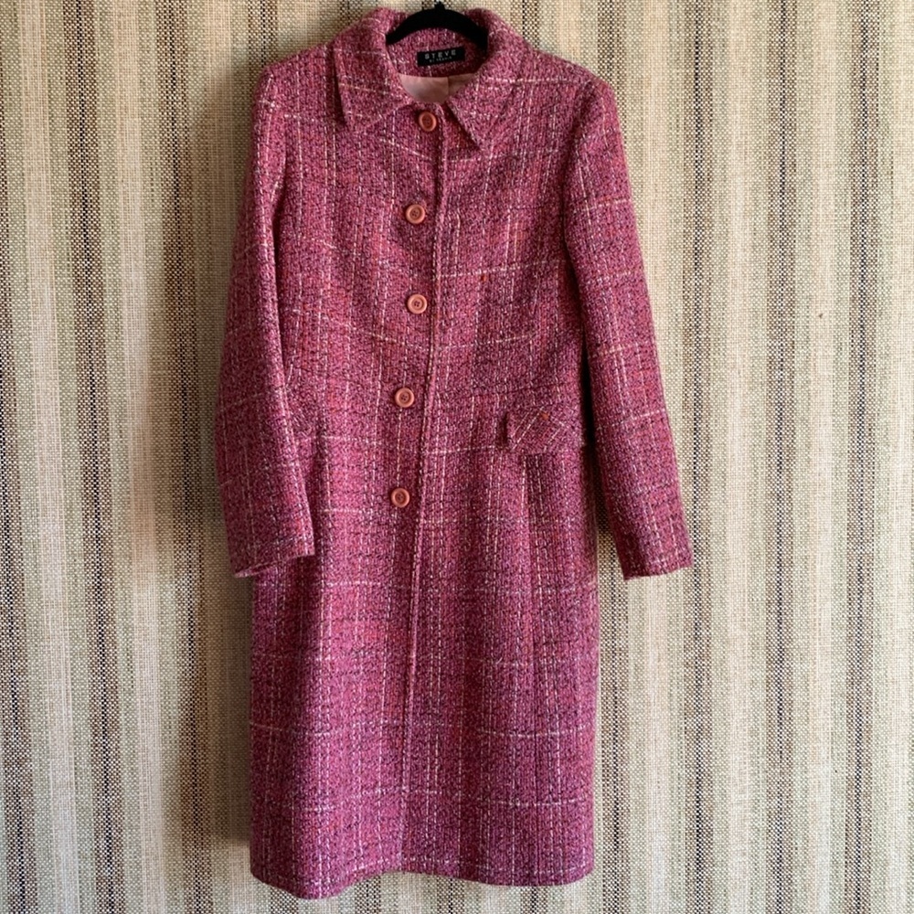 Steve by Searle Trench Coat Wool Woven in Italy Pink Size 10 Women’s Clothing